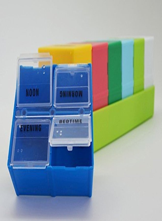 لايف ستايل-يو منظم تخزين الأدوية من لايف ستايل-يو، يتضمن علبة و7 صناديق كبيرة، كل منها يحتوي على 4 أقسام. رتب أدويتك الأسبوعية بسهولة. - Image 3